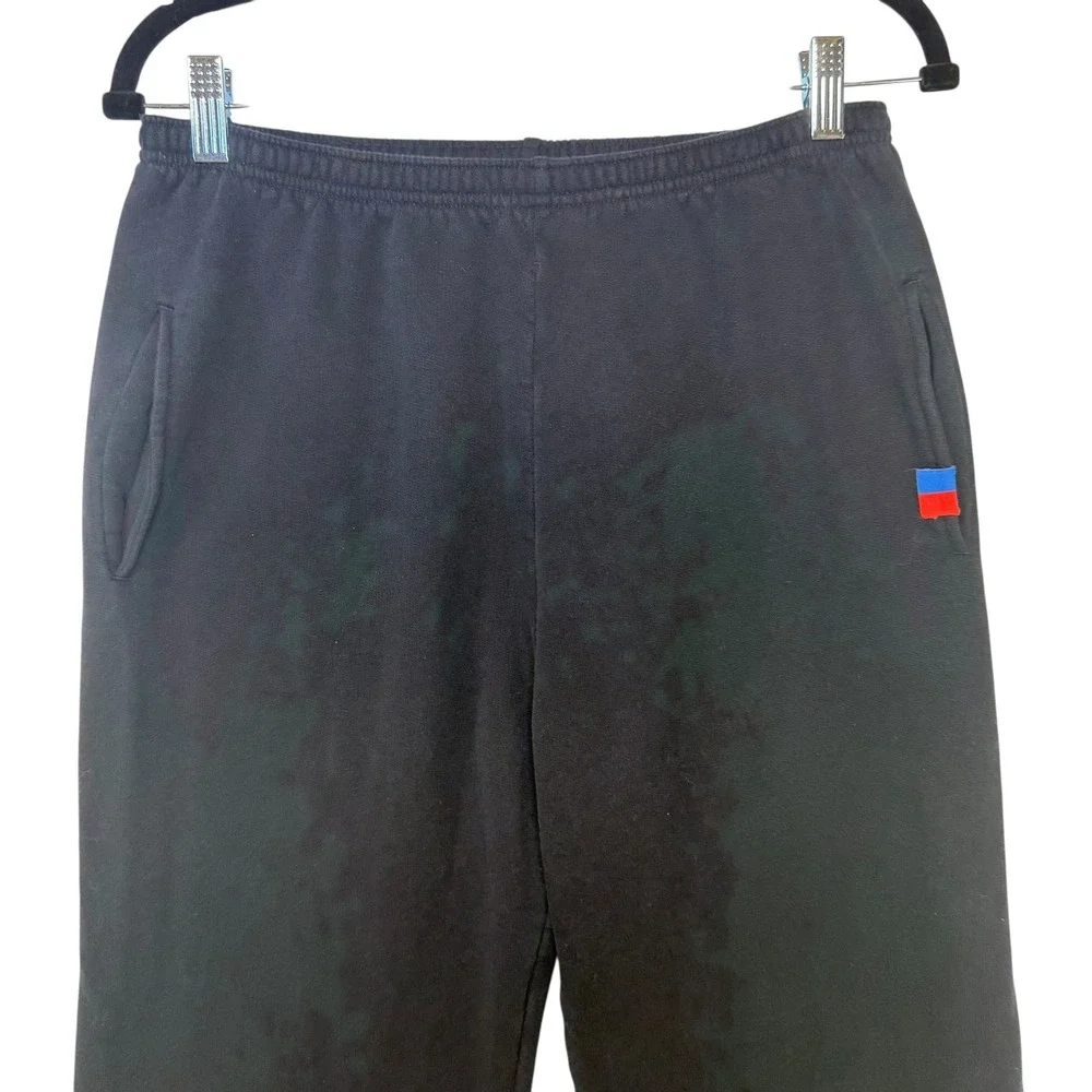 KULE Mens Small Black Sweatpants Joggers Signature Tab Elastic‎ Waist Cuffed S